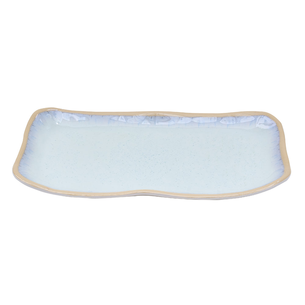 Prato retangular de melamina Perpetual Halo Brilho, 29x17,5cm, com acabamento brilhante para refeições e decoração.