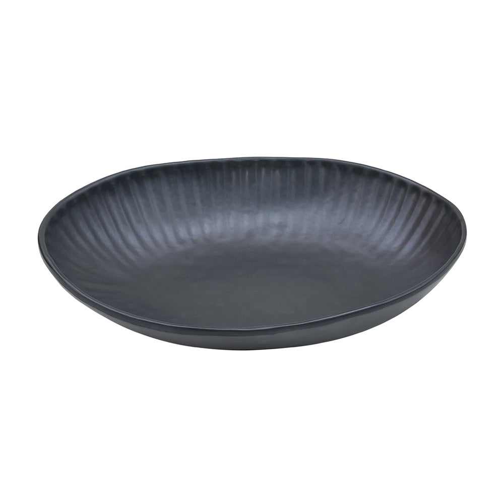Saladeira oval em melamina Aqua Black da Perpetual, resistente, elegante, 26,5x19,6cm, ideal para servir alimentos com estilo.