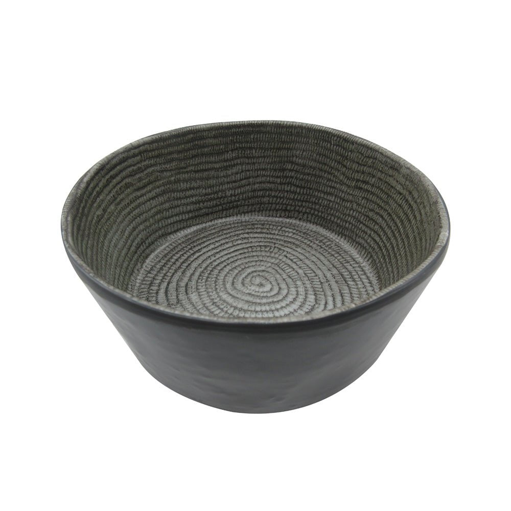Tigela de melamina redonda de 17,9cm da Perpetual, com linhas decorativas, prática e durável para uso diário.
