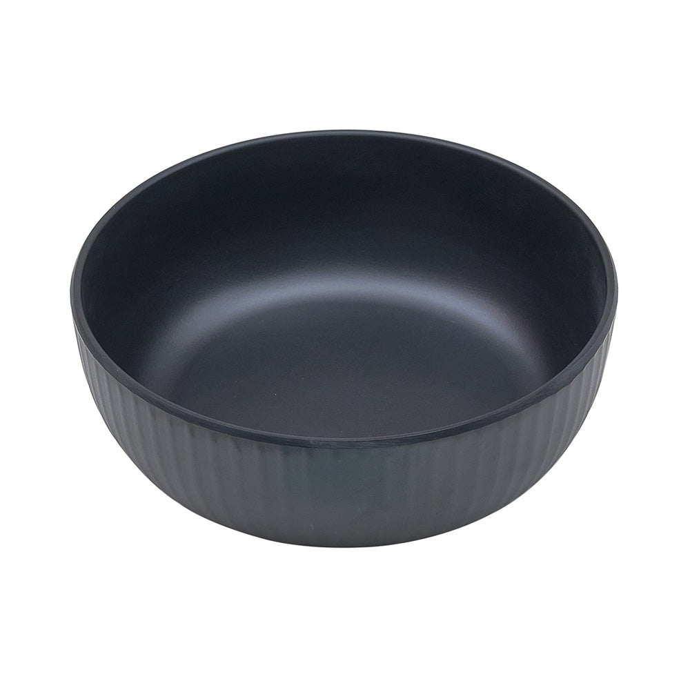 Tigela de melamina redonda Perpetual, 17x6cm, na cor preta aquática, ideal para refeições e apresentações.