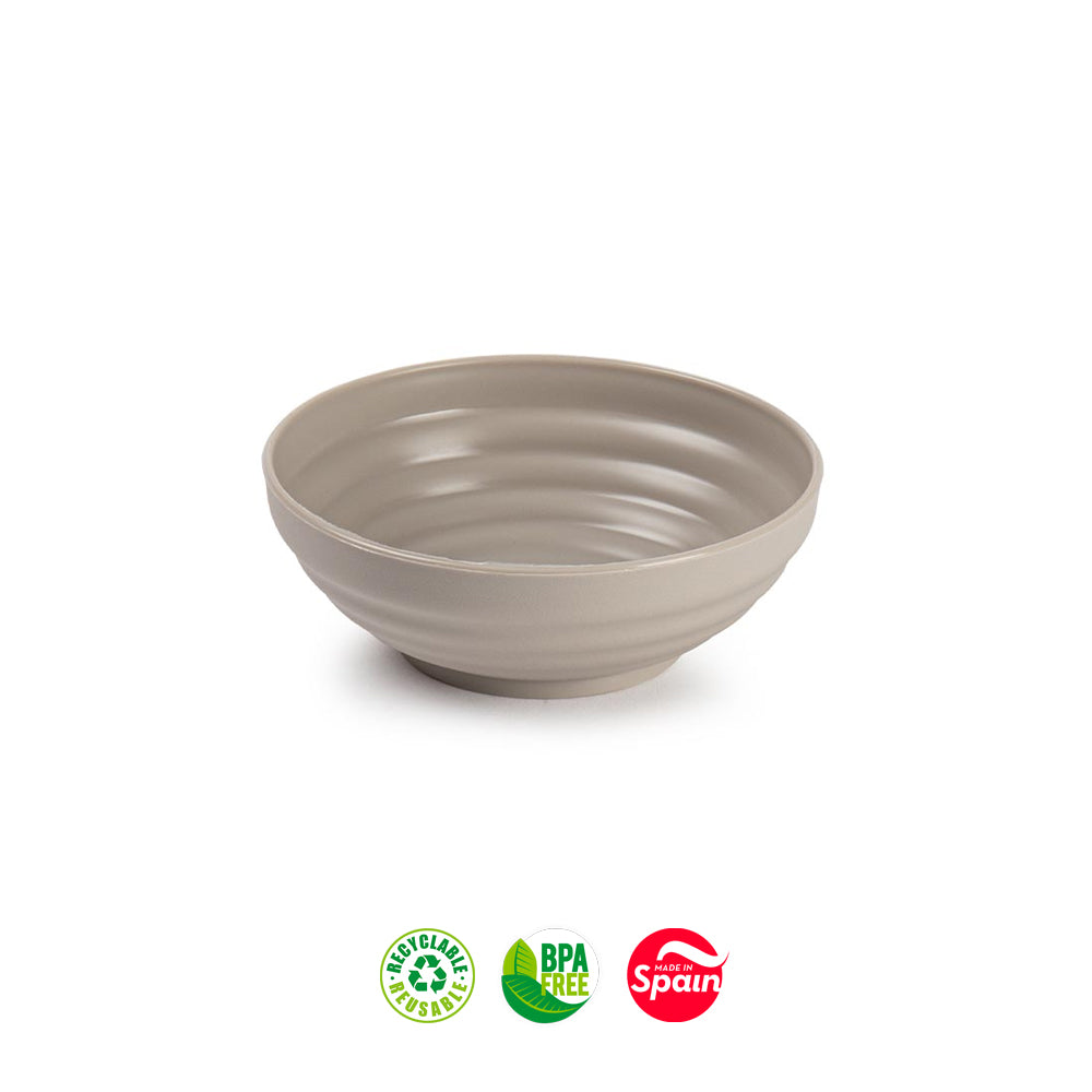 Tigela reutilizável de plástico Classic bege da PF, com 450ml, para refeições sustentáveis e ecológicas.