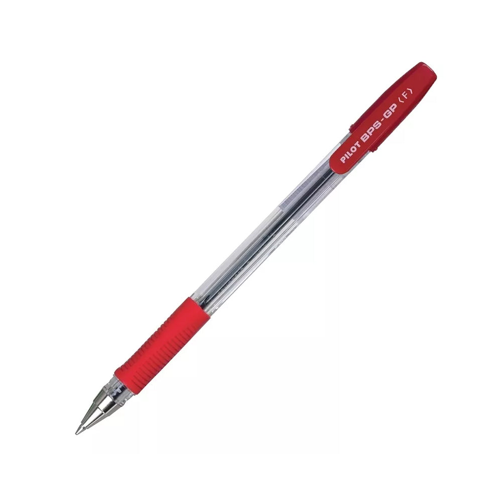 Caneta esferográfica Pilot BPS-GP Grip vermelha com ponta de 0,7mm, escrita de alta precisão, estilo confortável e durável.