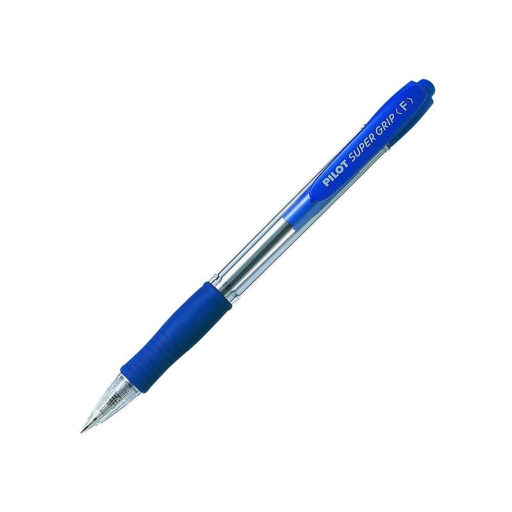 Caneta esferográfica Pilot Super Grip F azul com ponta de 0,7mm, escrita confortável e ergonômica.