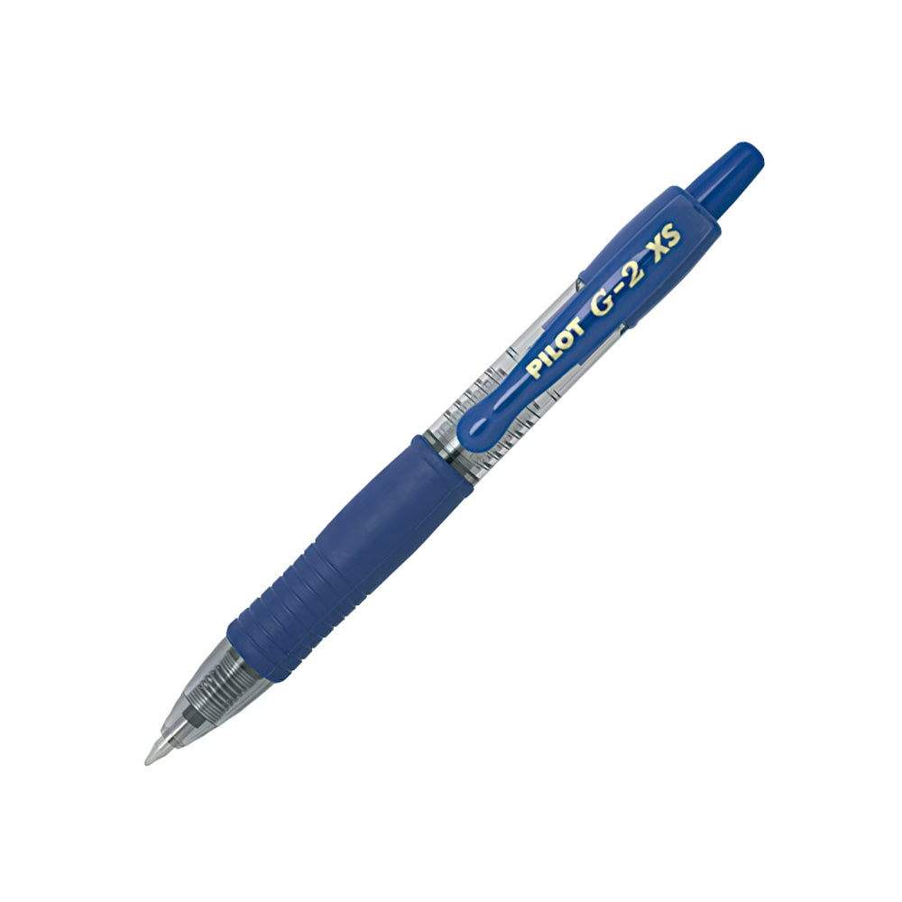 Esferográfica gel Pilot G-2 Pixie Mini retrátil azul com ponta de 0,7mm, escrita suave e compacta.