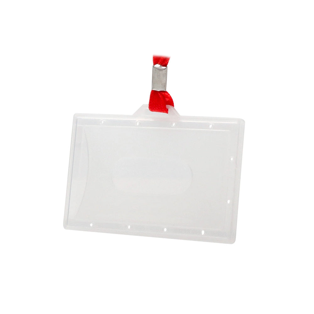 Porta-nomes horizontal Q-Connect de 94x60mm com fio rígido, ideal para identificação em ambientes profissionais.