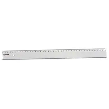 Réguas plásticas inquebráveis de 40cm da marca Ramirex, transparentes, pack com 25 unidades, ideal para medições precisas.