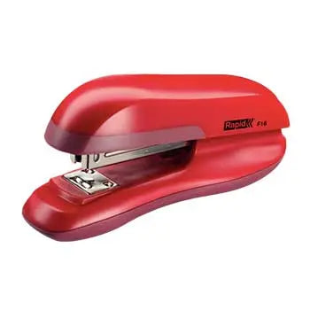 Agrafador Rapid F16 24/6 vermelho, resistente, para fixar até 20 folhas de papel com alta durabilidade.