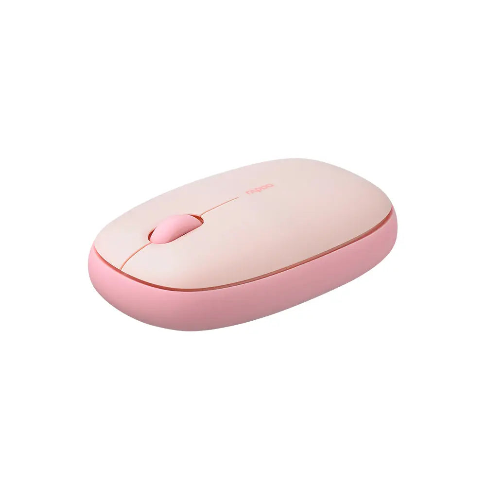 Rato wireless silencioso Rapoo M660 rosa, compacto, ergonômico e ideal para uso doméstico ou escritório.