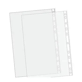 Conjunto de 100 bolsas e micas Roma A5, resistentes, de 120mic, ideal para organização de documentos e arquivos.