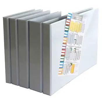 Pasta branca Roma A4 2/50mm L65 para organização e proteção de documentos, vista frontal com capa transparente.