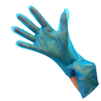 Luvas de látex azul polymer tamanho L da Rubbergold, pacote com 200 unidades sem pó, para proteção e higiene.