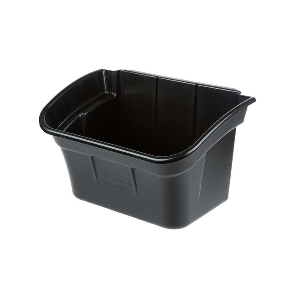 Recipiente multiuso Rubbermaid preto de 15,1L, caixa de armazenamento para organização doméstica e uso geral.