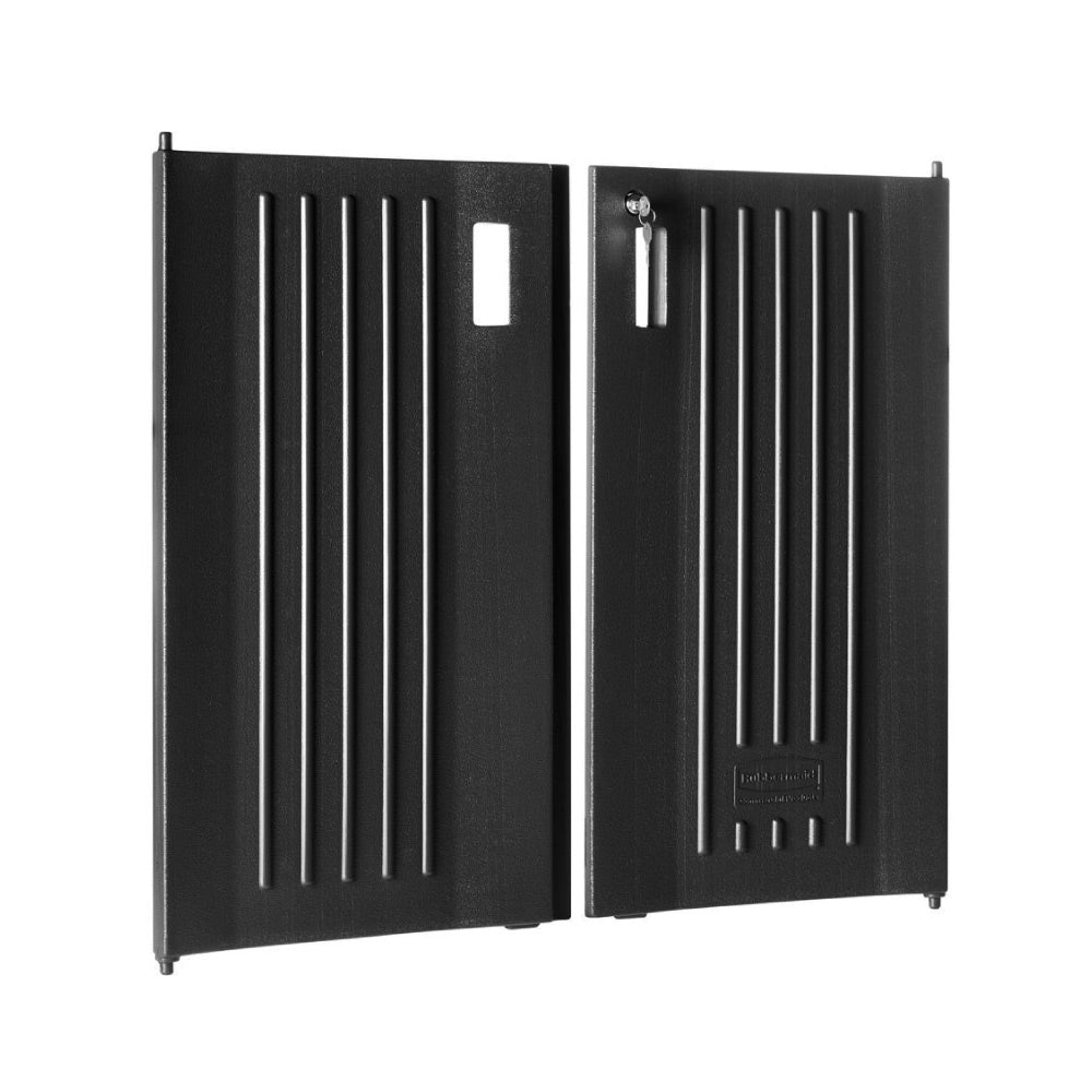 Portas com fechadura para carro de limpeza Rubbermaid FG618900/FG619000, garantindo proteção e segurança.