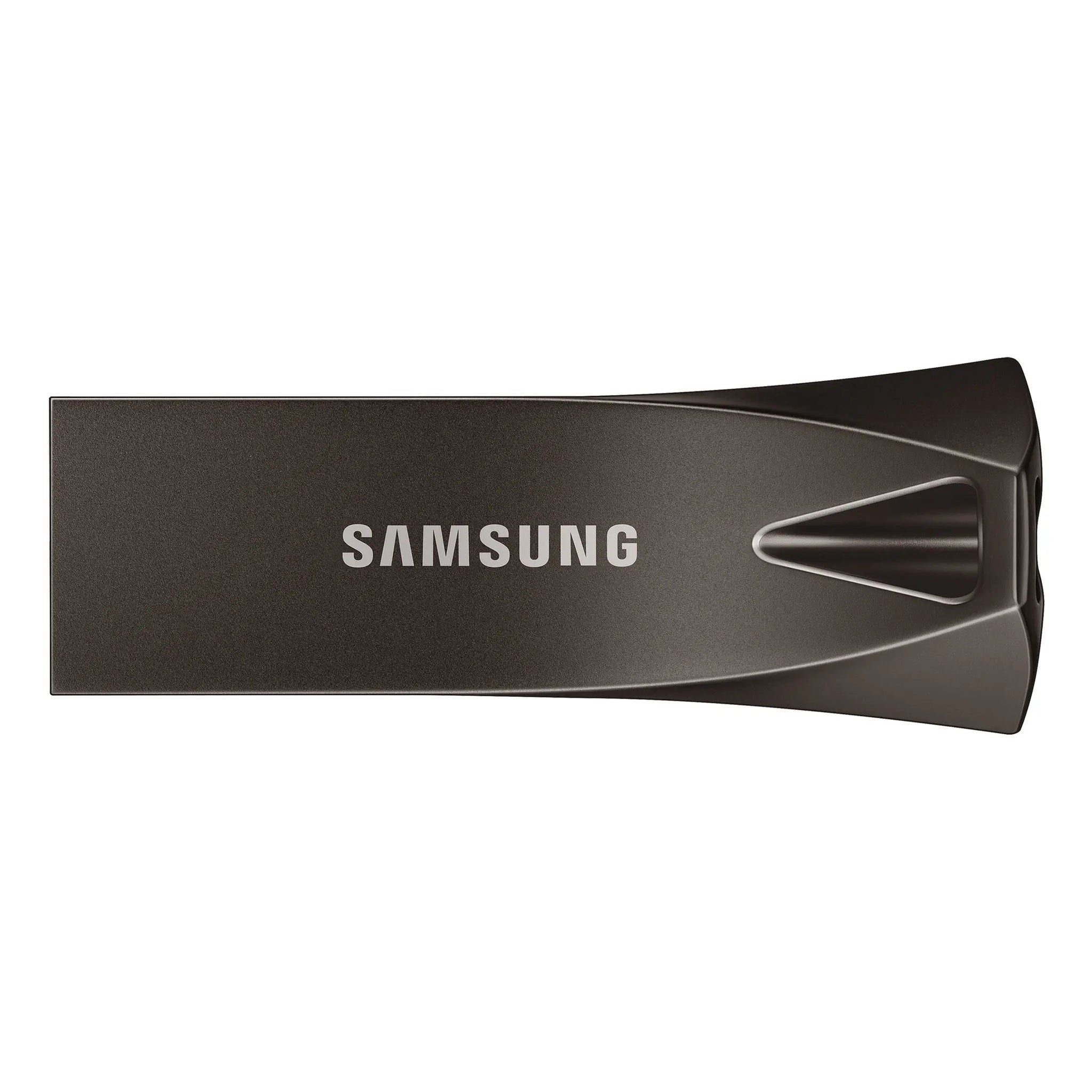 Pendrive USB Samsung Bar Plus 256GB USB 3.1 Titan Gray, compacto e resistente, com conexão rápida para armazenamento de dados.