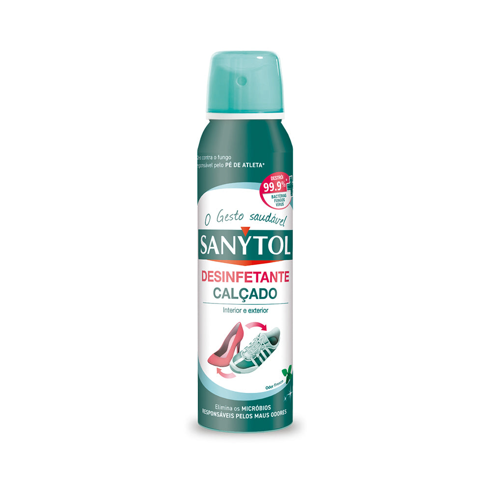 Desinfetante para calçados Sanytol em frasco de 150ml, produto de higiene e proteção para calçados.
