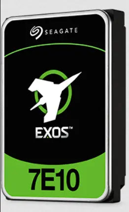 Disco rígido interno Seagate Exos 7E10 4TB SATA de 7200rpm, alta performance, mostrado em destaque com capa metálica.