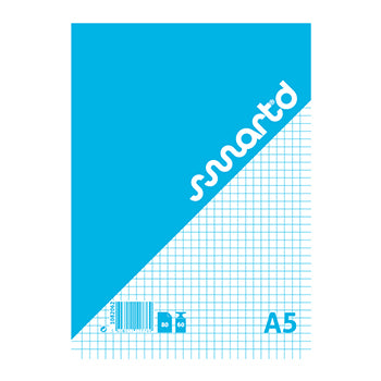 Bloco de notas A5 quadriculado SmartD com 80 folhas, bloco colado para anotações e estudos.