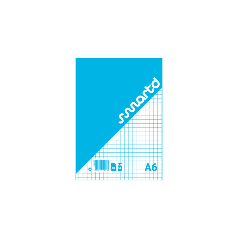 Bloco de notas A6 quadriculado SmartD, 80 folhas, bloco colado, ideal para escritório e estudos, com capa resistente.