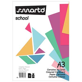 Bloco de 10 cartolinas A3 coloridas SmartD, papel de 180g para artes e projetos criativos.
