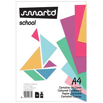 Bloco de cartolina A4 colorida da marca SmartD, 180g, com 10 folhas para artes e projetos.
