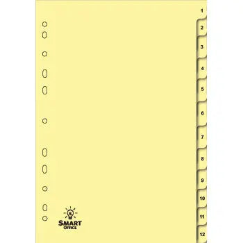 Separadores A4 numerados 1-12 em cartolina da marca SmartD para organizar documentos de forma prática e eficiente.