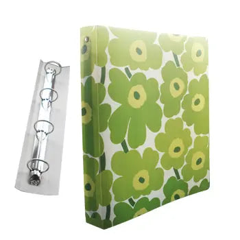 Pasta arquivo Smead Marimekko com 4 argolas, verde, tamanho 310x240x40mm para organização de documentos.