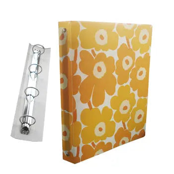 Pasta de arquivo Smead Marimekko com 4 argolas amarelas, tamanho 310x240mm, ideal para organizar documentos.