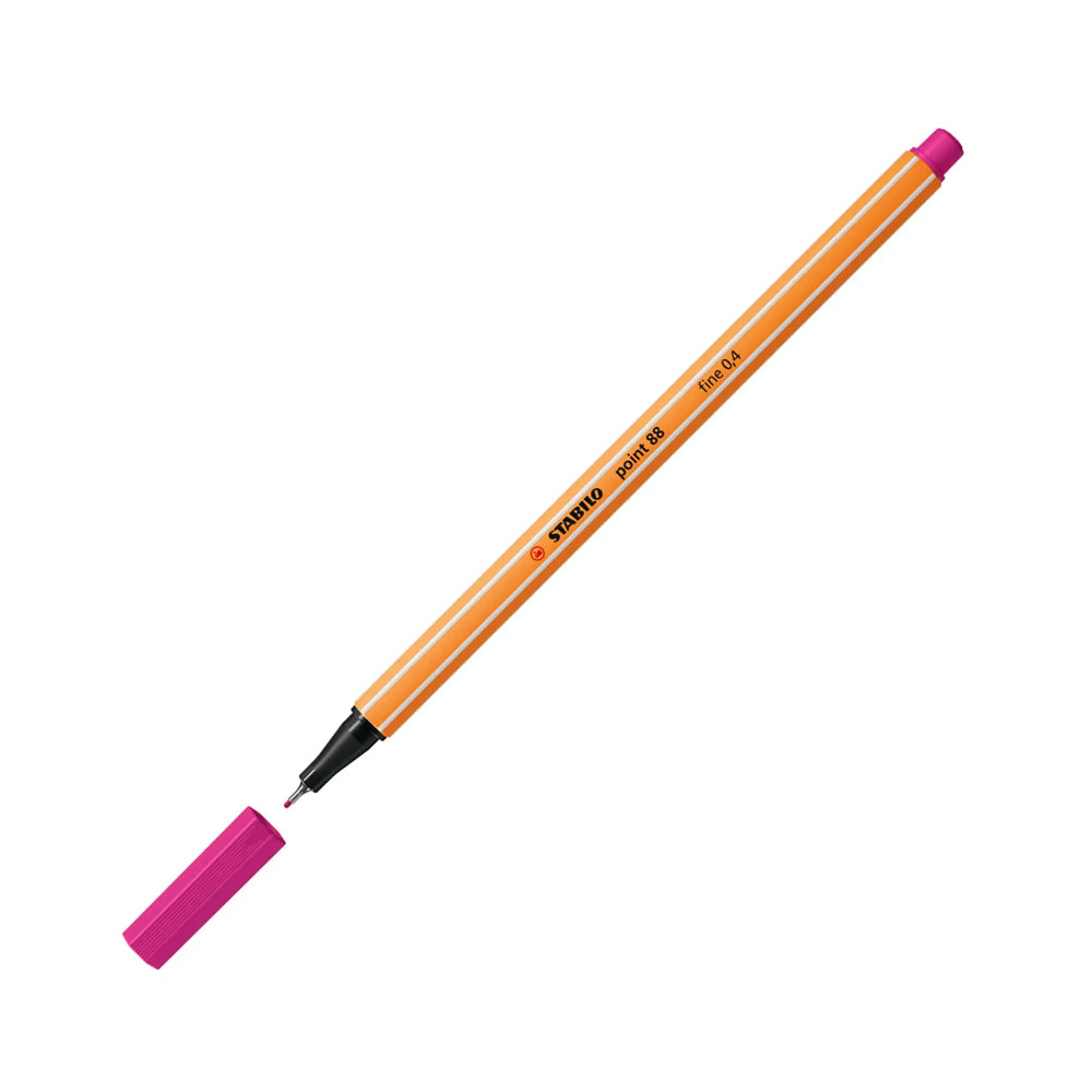 Marcador Stabilo Point 88/56 rosa, 0,4mm, para esboços e destaques, com ponta fina para detalhes precisos.