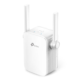 Extensor de sinal Wi-Fi TP-Link TL-WA855RE, acess point Wi-Fi de fácil instalação, com velocidade de 300Mbps, conectado a uma parede.
