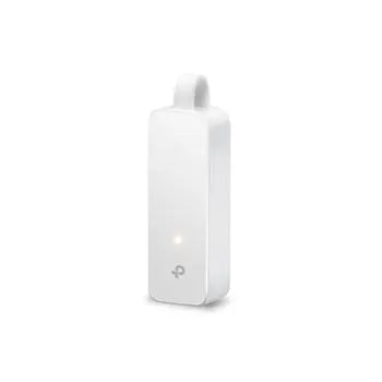 Adaptador USB-C para Ethernet Gigabit branco da TP-Link, conexão rápida de 1Gbps para dispositivos compatíveis.