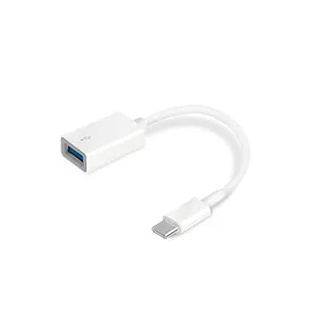 Adaptador USB-C para USB-A 3.0 SuperSpeed TP-Link, compacto, com porta USB-A para conexão rápida de dispositivos USB.