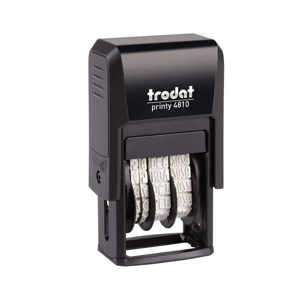 Datador autotintável Trodat 4810, tamanho 03,8x21mm, carimbo durável para uso profissional e pessoal.