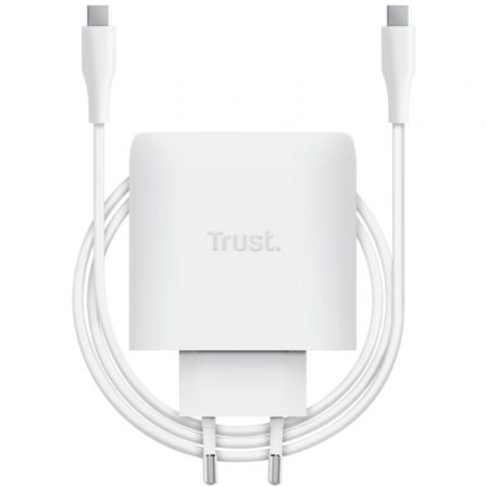 Carregador USB-C TRUST MAXO 65W GAN para Apple e PC + Cabo Branco