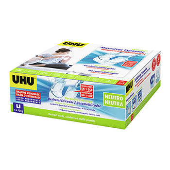 Recarga de íman absorvente de umidade UHU 450g, desumidificador eficiente para controle de umidade e segurança.