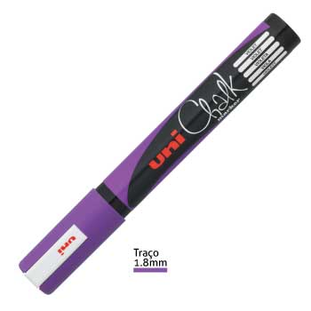 Marcador Uni PWE-5M violeta, 1,8-2,5mm, para esquemas e anotações, com ponta fina para escrita precisa.
