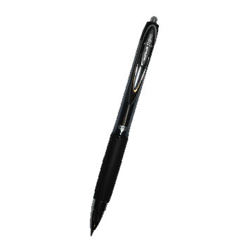 Marcador roller Uni UMN207 preto de 0,7mm, retrátil, ideal para escrita precisa em papel e superfícies variadas.