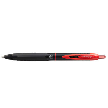 Marcador roller Uni UMN307 vermelho de 0,7mm, ideal para escrita precisa em papel e superfícies variadas.