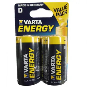 Pilhas alcalinas LR20/D Varta Energy de 1,5V e 15000mAh, pack com 2 unidades, para eletrônicos de alta performance