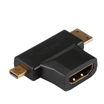 Adaptador HDMI A Fêmea para HDMI C Macho e micro-HDMI D Macho