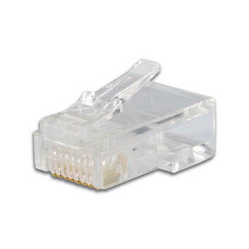 Conjunto de 25 fichas modulares RJ45 8P8C para conexão Ethernet, marca Velleman, visíveis na imagem.
