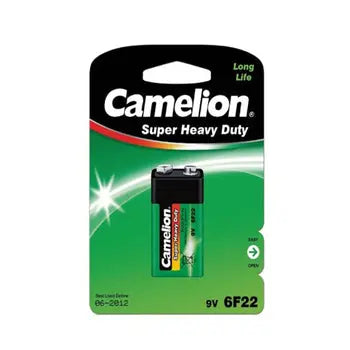 Pilhas Velleman 9V 6F22 Zinc Carbon E-Block com 400mAh, imagem da embalagem ou da pilha.