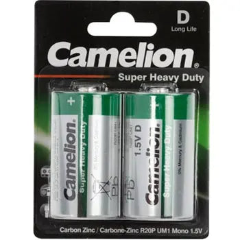 Pilhas R20P D Zinc Carbon Velleman, 1.5V, 8000mAh, 2 unidades, para aparelhos eletrônicos.