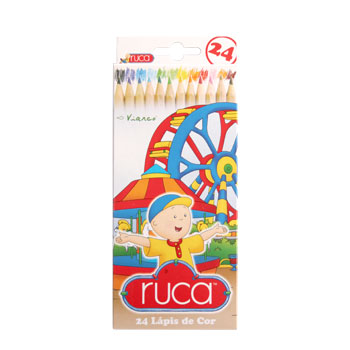 Lápis de cor Viarco RUCA, caixa com 24 unidades, cada lápis de 18cm, coloridos e ideais para desenhos artísticos.