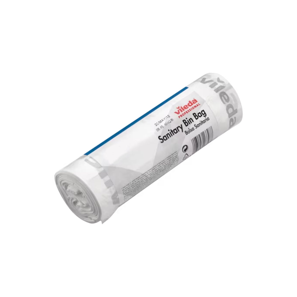 Sacos de lixo brancos Vileda Professional de 15L, 45x50cm, pacote com 50 unidades para escritório e sanitário.