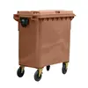 Contentor de 800L em plástico com 4 rodas castanhas e tampa - Marca 482 | Loja BluePixel