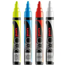 Marcador de Giz UNI PWE-5M 1,8-2,5mm 4 Cores | Material Escolar de Qualidade