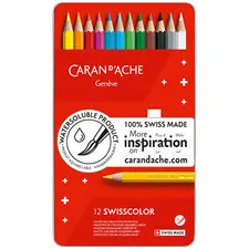 Lápis de Cor Aquarelável Caran D'ache Swisscolorem 12un Cx Metal | Loja BluePixel