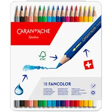 Lápis de Cor Aquarelável Caran Dache Fancolorem 18 Unidades em Caixa Metálica | BluePixel.pt