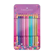 Lápis de Cor Faber-Castell Sparkle 12un 18cm | Material Escolar de Qualidade