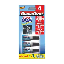 Cola Rápida Gel Mini Pack 3un GOMAGOM - Fixação Instantânea e Segura